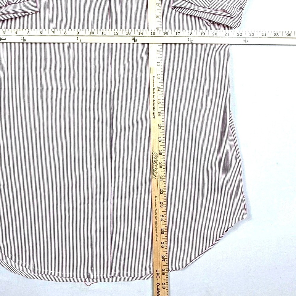 Liverpool Los Angeles Womens Medium Burgundy White Striped Hidden Button Shirt - Picture 6 of 9